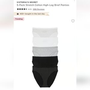 Victoria's Secret 5 Pack Stretch Cotton High Leg Brief Panties XLARGE